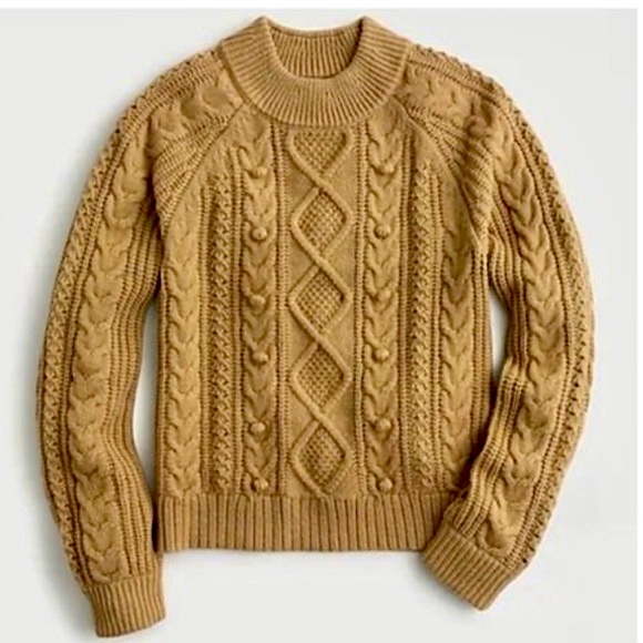 J. Crew Azra Pom Pom Cable Knit Lambswool Blend Pullover Sweater - Picture 10 of 16